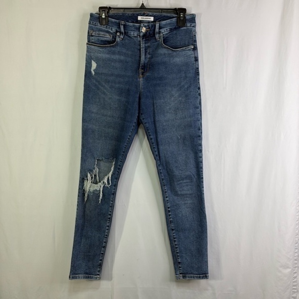 🎒 good American, good legs, crop, distressed, skinny jeans